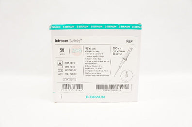 Braun 4252543-02 Introcan Safety IV Cath. 20G x 1inch 65ml - Box of 50 (x)